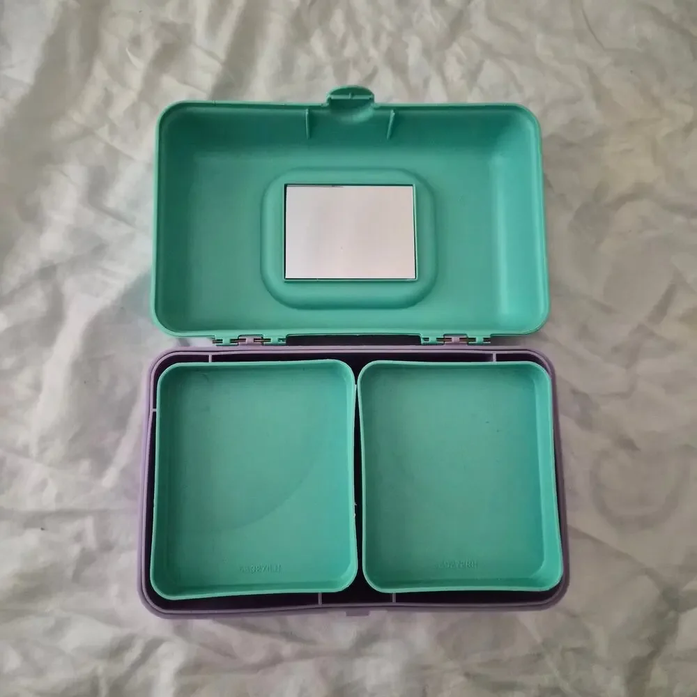 Vintage Caboodles Makeup Organizer Box Mint Green Lavender 80s 90s Y2K